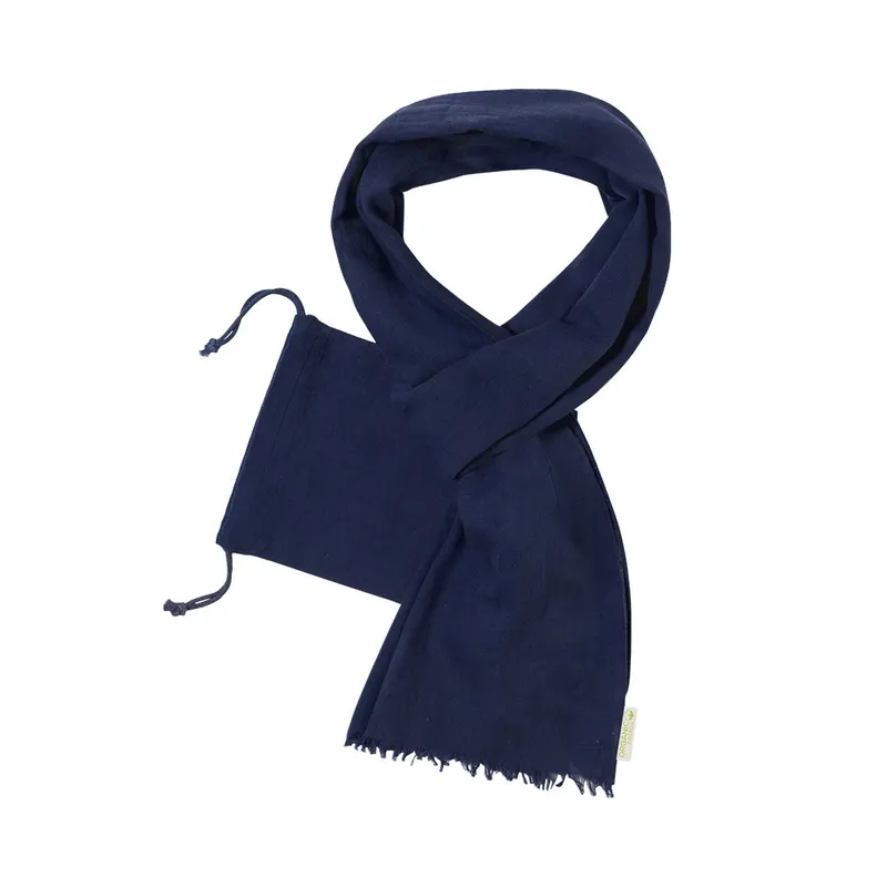 Foulard de algodón orgánico Betty 70 g con funda en marino de algodón orgánico 70 g/ m2, vista frontal