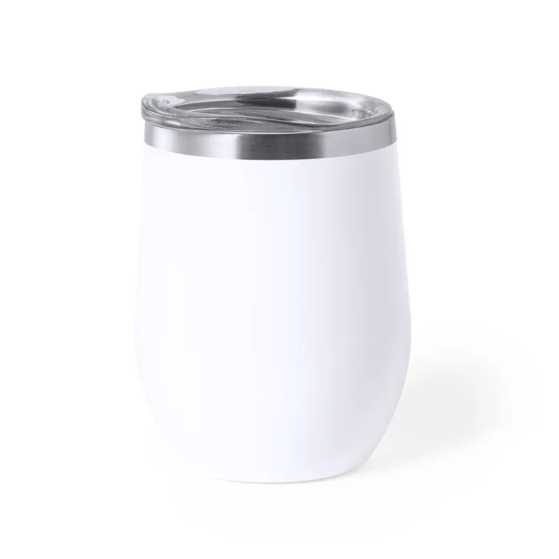 Vaso térmico de acero Bobby 350 ml doble pared en blanco de acero inox, vista frontal