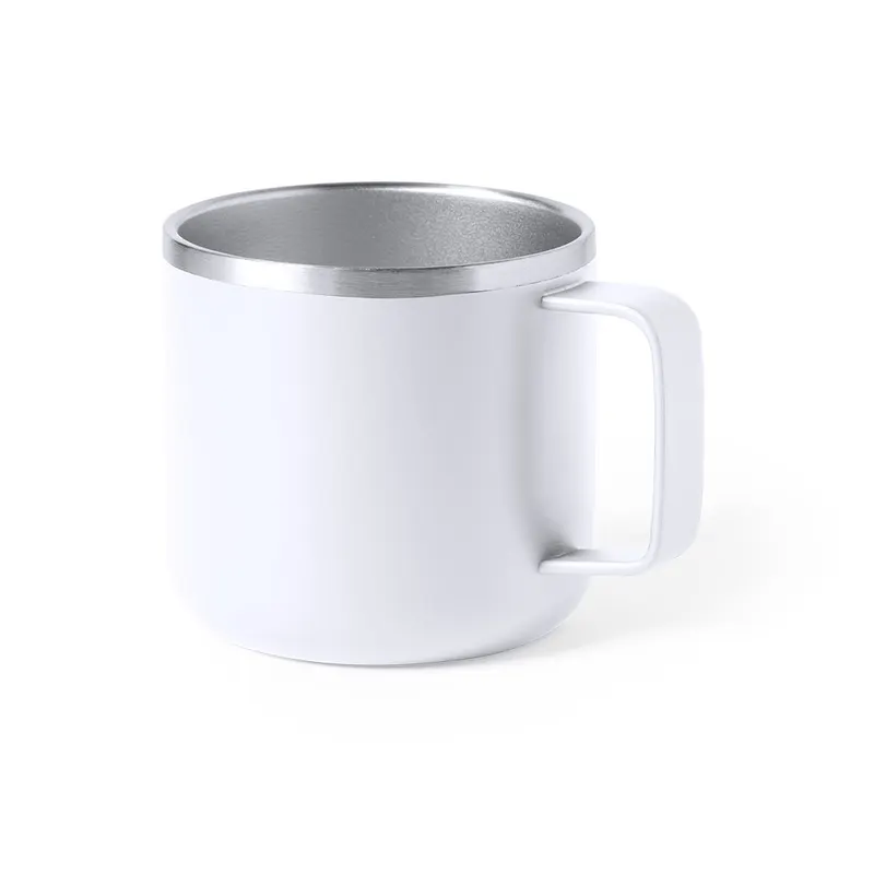 Taza de acero Shirley doble pared 350 ml bicolor en blanco de acero inox, vista frontal