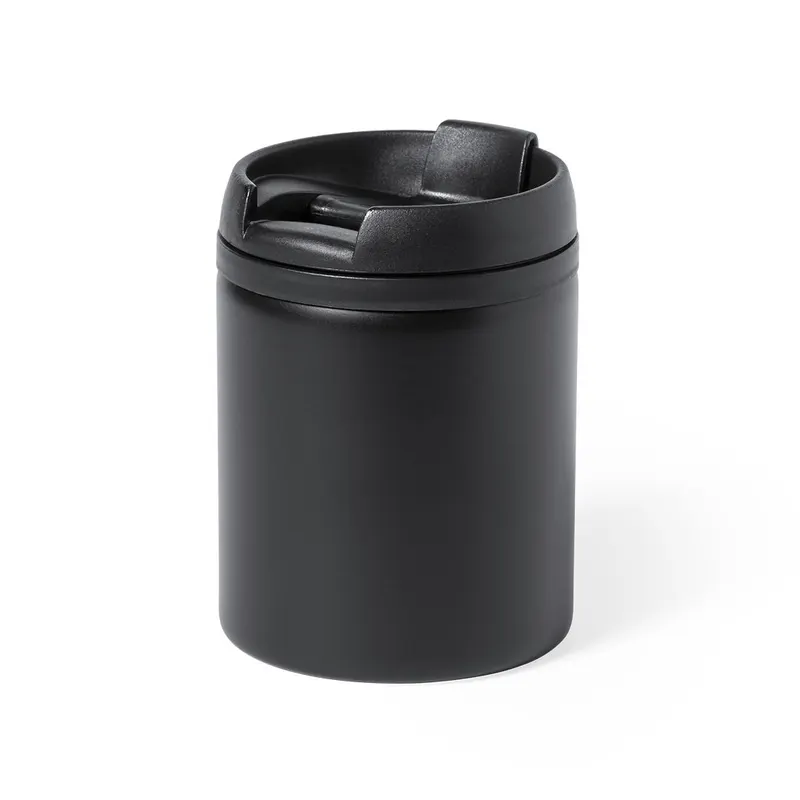 Vaso térmico de acero Zirgul 160 ml en negro de acero inox, vista frontal