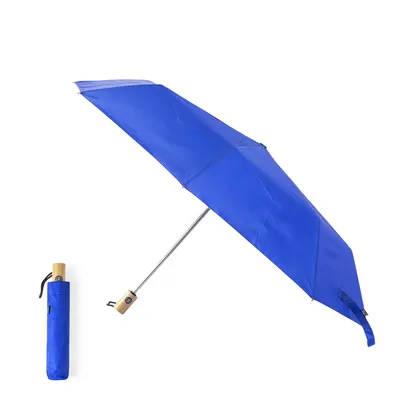 Paraguas plegable de RPET Keitty Ø 103 cm mango de bambú personalizable