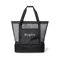 Bolsa nevera de RPET Pattel con base isotérmica y malla de poliéster 600D RPET/ PEVA, vista lateral