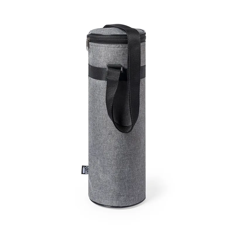Nevera de RPET Tukam 300D para botellas de hasta 1,5 l en gris de poliéster 300D RPET/ aluminio, vista frontal