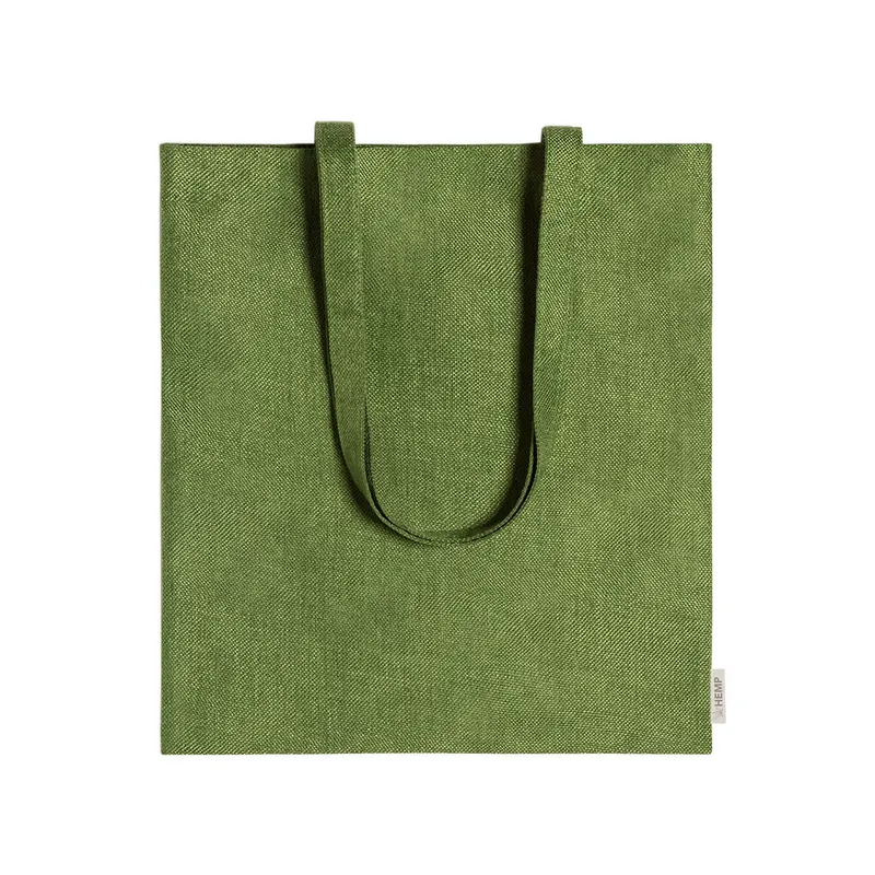 Bolsa de cáñamo Misix 200 g con asas largas en verde de tela de cáñamo 200 g/ m2, vista frontal