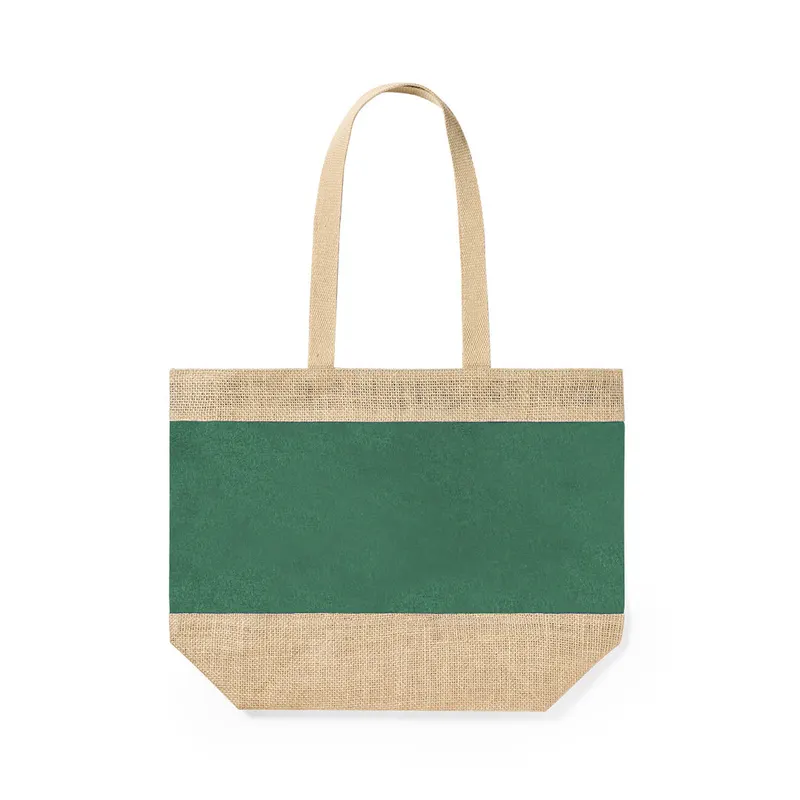 Bolsa de yute y algodón Raxnal laminados 300 g en verde de yute laminado/ algodón laminado 300 g/ m2, vista frontal