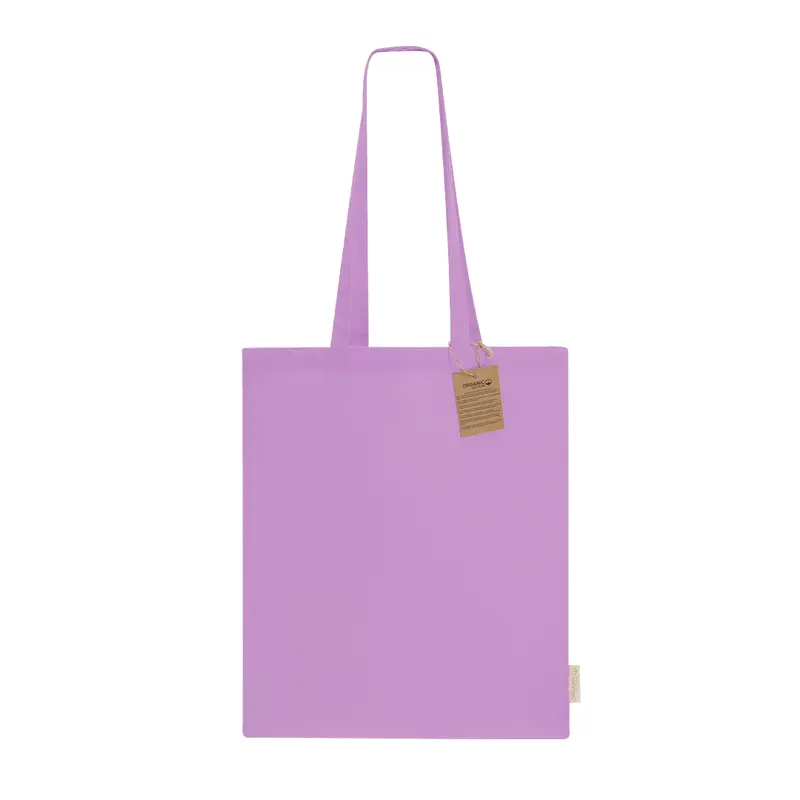 Bolsa de algodón orgánico Klimbou 140 g asas largas en rosa de algodón orgánico 140 g/ m2, vista frontal