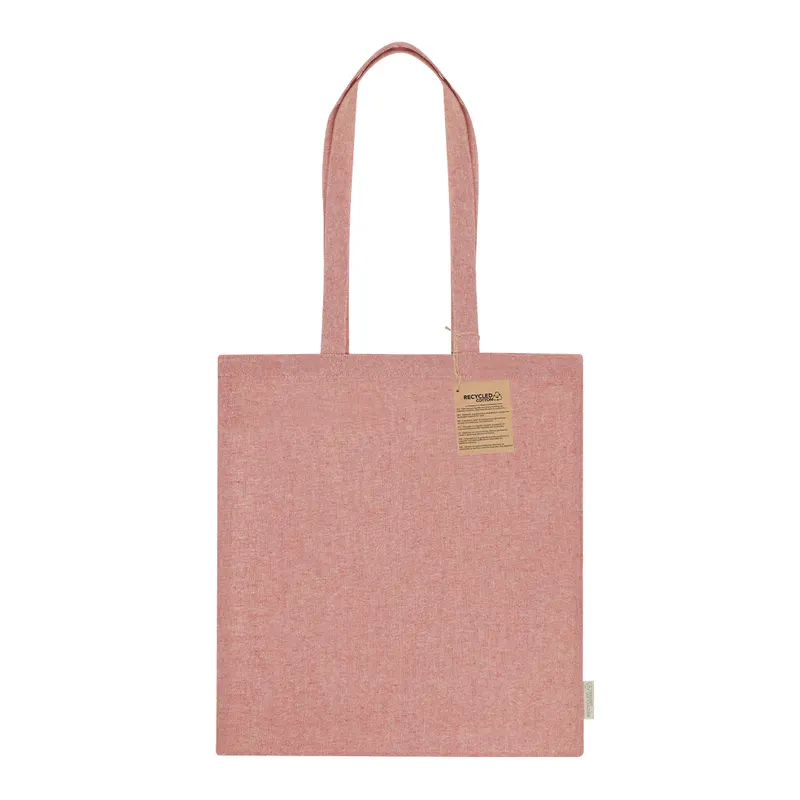 Bolsa de algodón reciclado Rassel 140 g asas largas en rojo de algodón reciclado 140 g/ m2, vista frontal