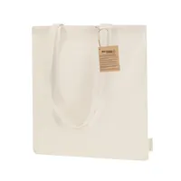 Bolsa de algodón reciclado Rassel 140 g asas largas de algodón reciclado 140 g/ m2, detalle 1