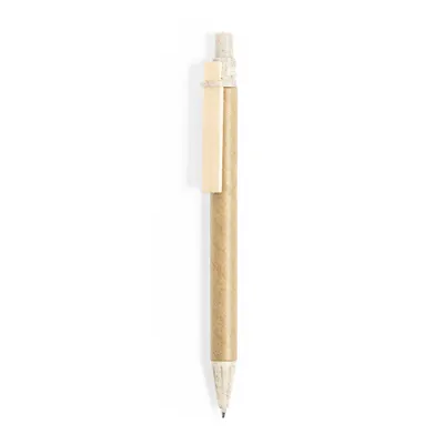 Bolígrafo de cartón reciclado Nazgun clip de madera personalizable