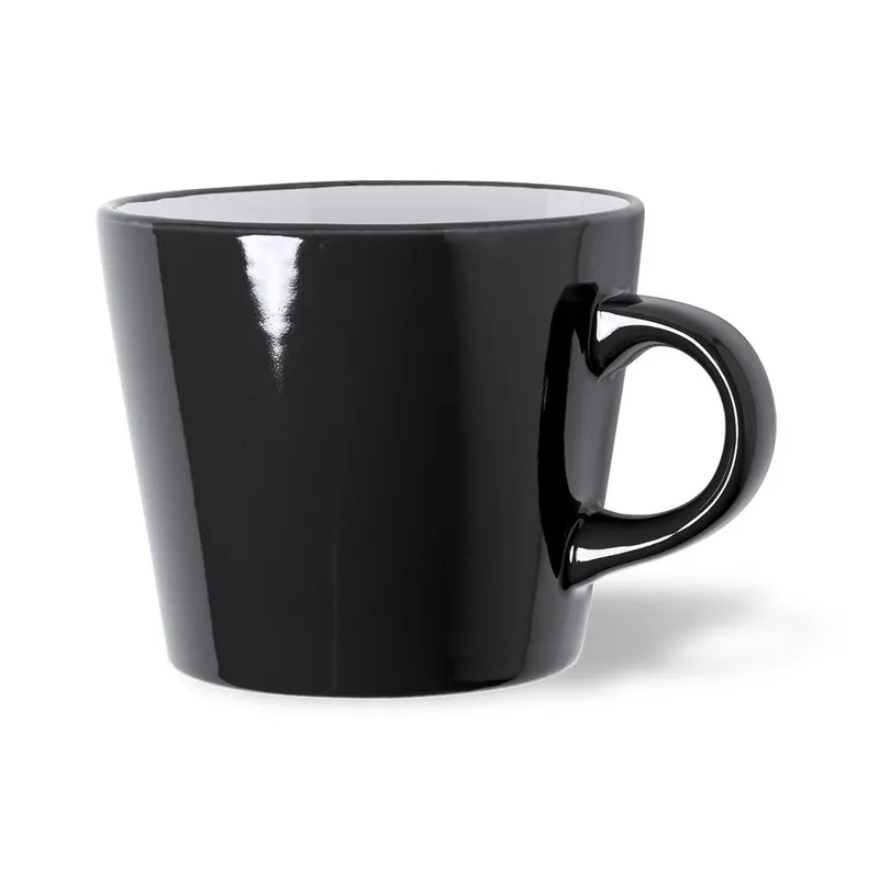 Taza de cerámica Kario 350 ml exterior de colores en negro de cerámica, vista frontal