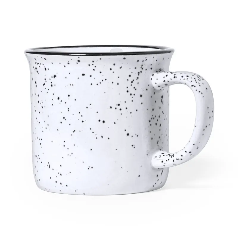 Taza de cerámica Lanay vintage 350 ml moteada en blanco de cerámica, vista frontal