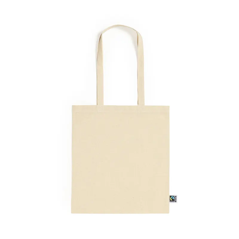 Bolsa de algodón Flyca Fairtrade 180 g asas 70 cm en fairtrade natural de algodón fairtrade 180 g/ m2, vista frontal