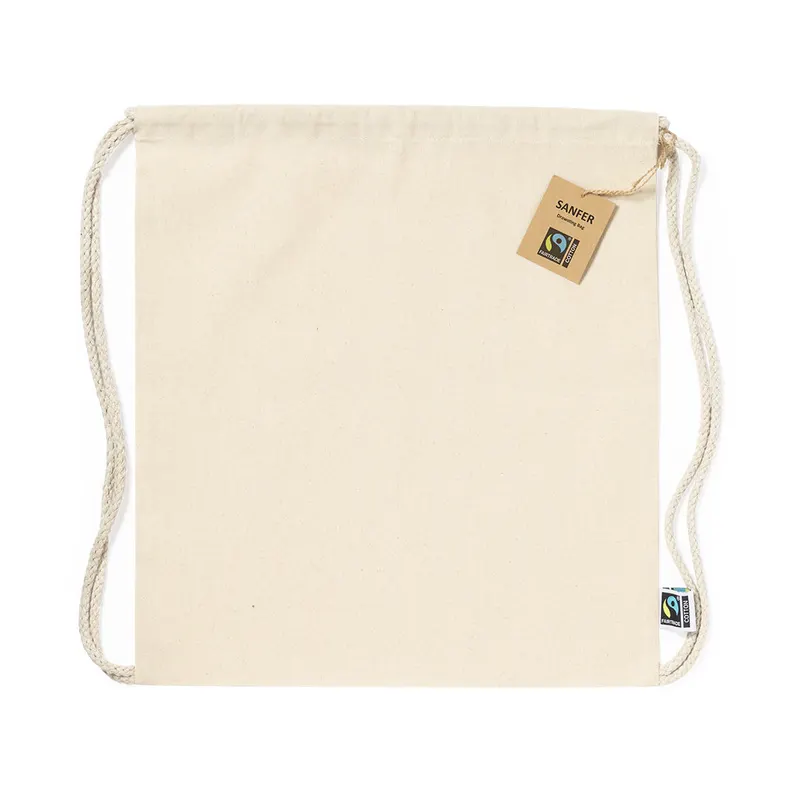 Mochila de cuerdas algodón Fairtrade Sanfer 180 g en fairtrade natural de algodón fairtrade 180 g/ m2, vista frontal