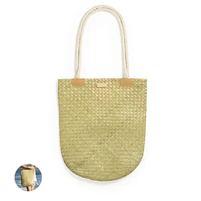 Bolso rectangular de paja Bedwey con asas de algodón personalizable