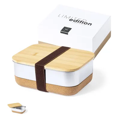 Fiambrera de acero, bambú y corcho Lanrok 1 l personalizable