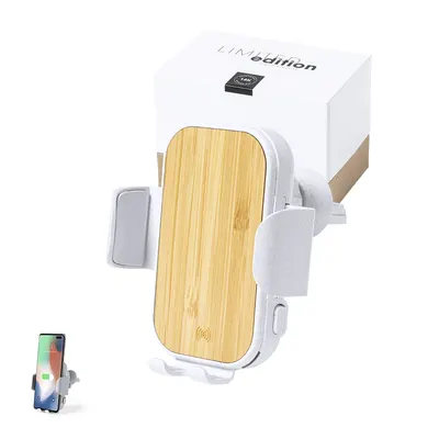 Soporte de coche inalámbrico de bambú Yaben 15 W personalizable
