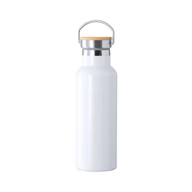 Botella térmica de acero Ying 500 ml sublimación y bambú en blanco de acero inox/ bambú, vista frontal