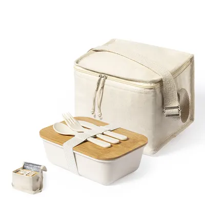 Set de nevera de algodón Parum 6 l y fiambrera personalizable
