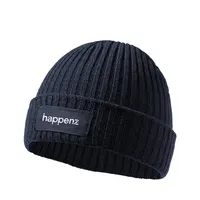 Gorro de punto de canalé Selsoker con etiqueta frontal de acrílico, vista frontal
