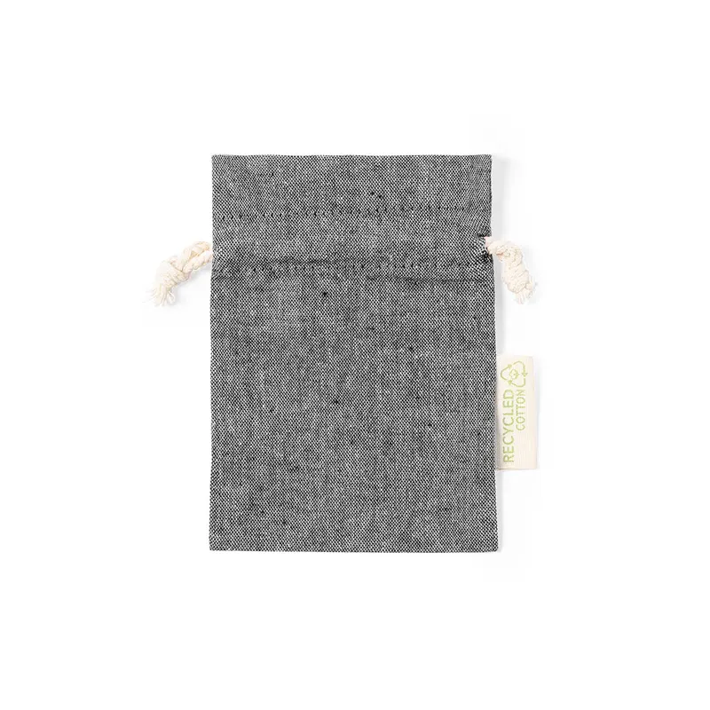 Bolsita de algodón reciclado Dratinix 120 g 10 × 14 cm en negro de algodón reciclado 120 g/ m2, vista frontal