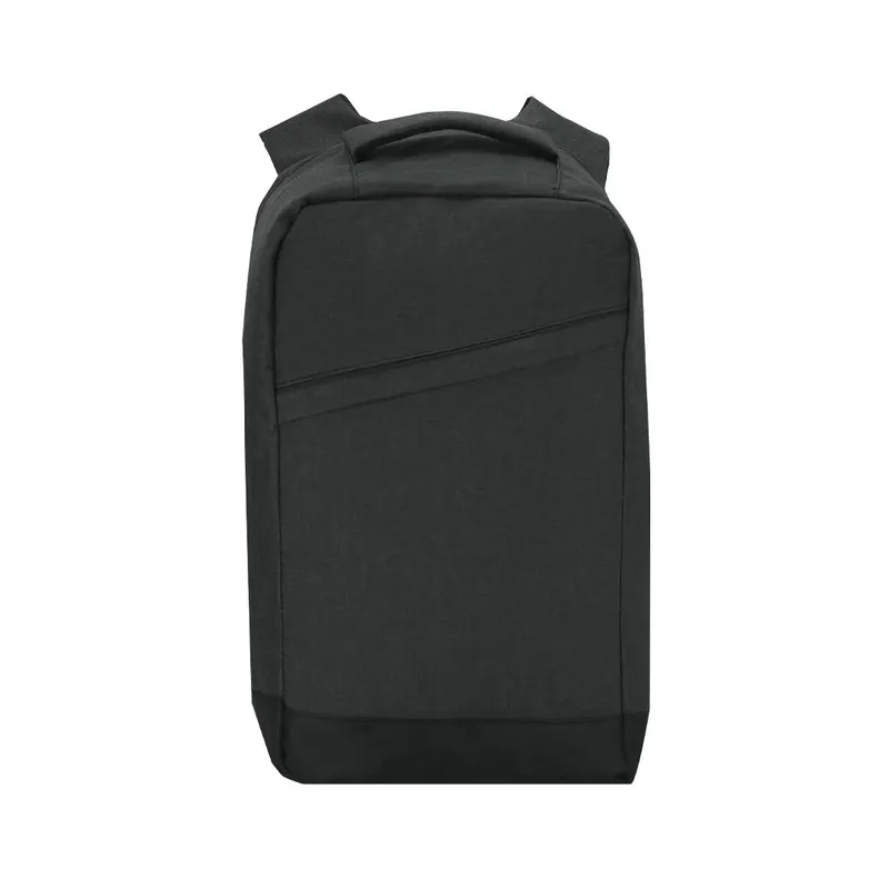 Mochila antirrobo Frissa 600D USB portátil 15 pulgadas en negro de poliéster 600D, vista frontal
