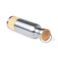 Bidón de acero Gaucix con franja de bambú 800 ml de acero inox/ bambú, vista lateral