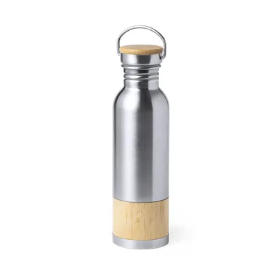 Bidón acero con franja de bambú 800 ml personalizable