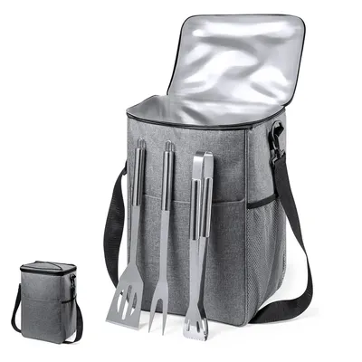 Set de barbacoa Arcadia con bolsa nevera y 3 utensilios personalizable