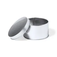 Caja metálica redonda Rubrux con tapa de metal, vista lateral