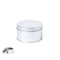Caja metálica redonda Rubrux con tapa de metal, vista frontal