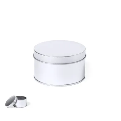 Caja metálica redonda Rubrux con tapa personalizable