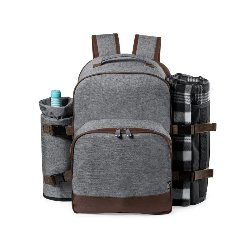 Mochila nevera de picnic Seyman para 4 con complementos en gris de poliéster RPET/ PEVA, vista frontal