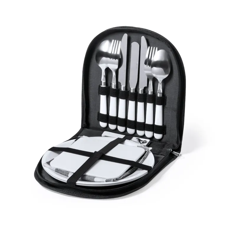 Set de picnic Tilken para 2 con funda de RPET en gris de poliéster 600D RPET, vista frontal
