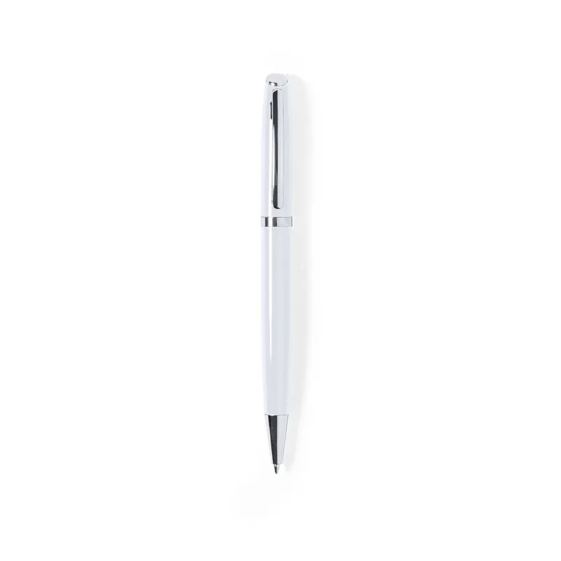 Bolígrafo de aluminio reciclado Brilen cromado giratorio en blanco de aluminio reciclado, vista frontal