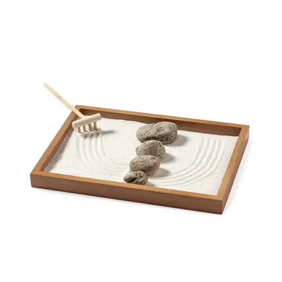 Mini jardín zen de madera Azumy con piedras y arena personalizable