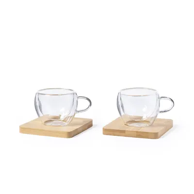 Set 2 tazas cristal doble pared 60 ml personalizable