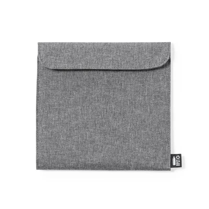 Portasnacks térmico de RPET Kalkin 600D en gris de poliéster 600D RPET/ PEVA, vista frontal