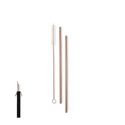 Set de 2 pajitas de acero inoxidable cobre personalizable