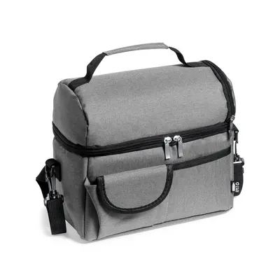 Nevera de RPET Gunnur 600D 8 l con bolsillos y bandolera personalizable