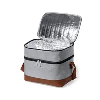 Nevera de RPET Chandak 600D 15 l con bandolera de polipiel de poliéster 600D RPET/ PU/ aluminio, vista lateral