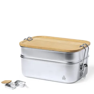 Fiambrera de acero reciclado Vickers 940 ml 2 compartimentos personalizable