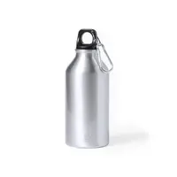 Bidón de aluminio reciclado Seirex 400 ml con mosquetón de aluminio reciclado, vista frontal