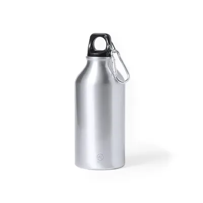 Bidón de aluminio reciclado Seirex 400 ml con mosquetón personalizable