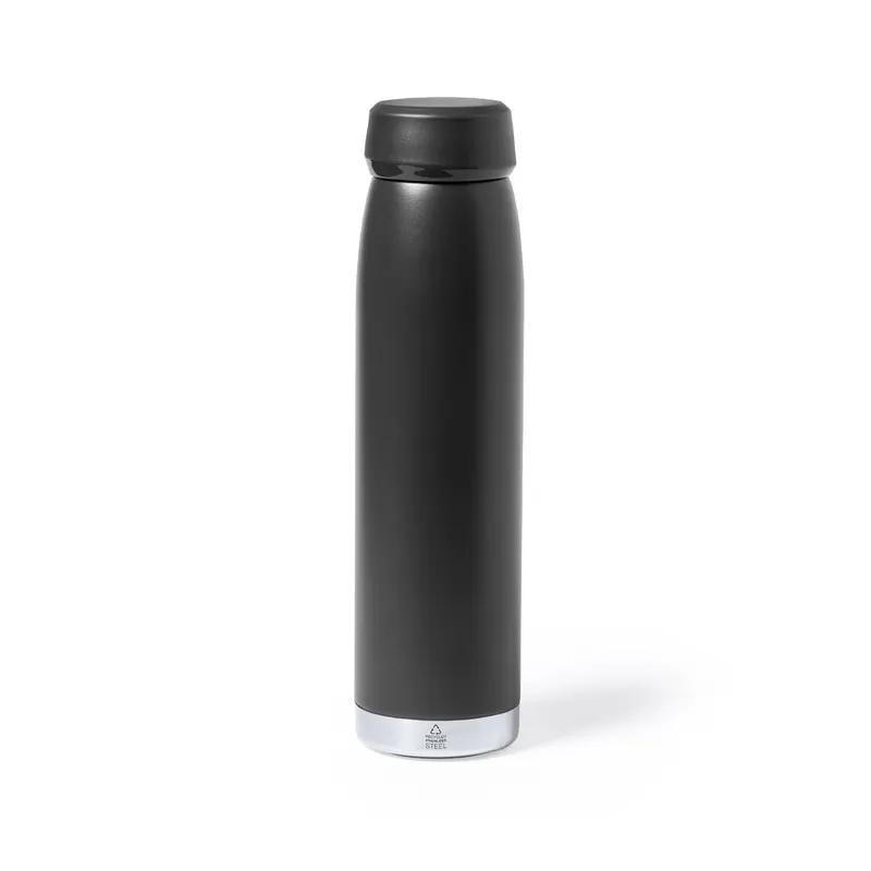 Botella térmica de acero reciclado Nimay 380 ml en negro de acero inox reciclado, vista frontal