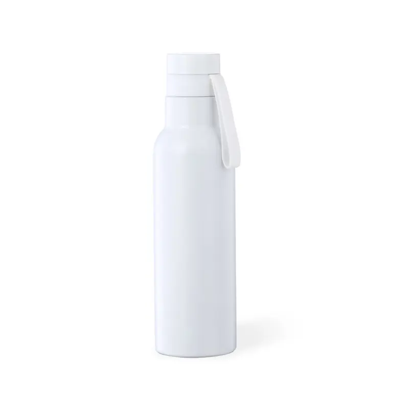 Botella térmica de acero Roach 530 ml con asa en blanco de acero inox, vista frontal