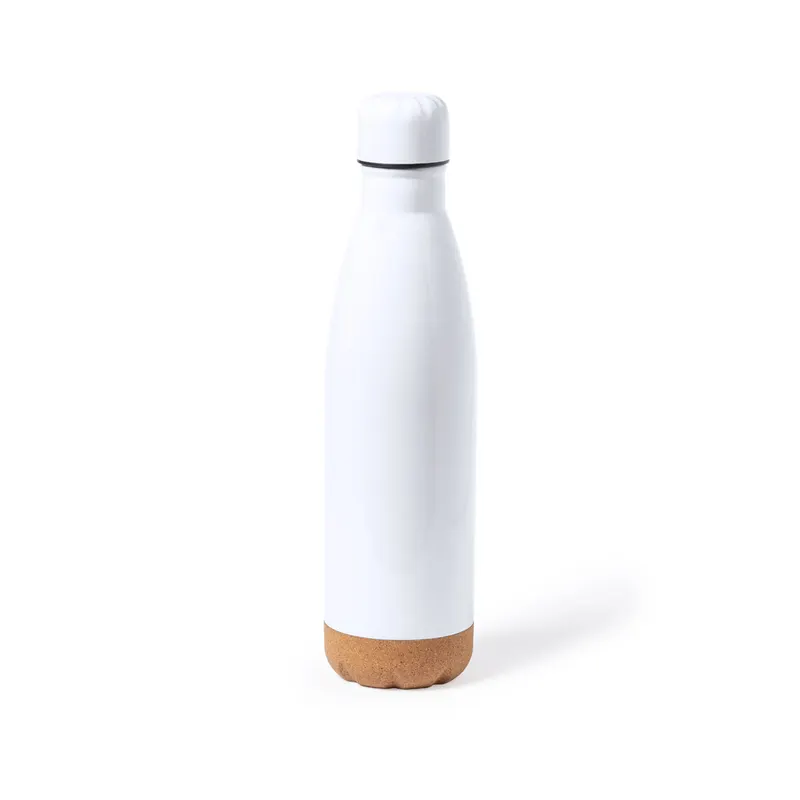 Bidón de acero y corcho Pooch 750 ml para sublimación en blanco de acero inox/ corcho, vista frontal