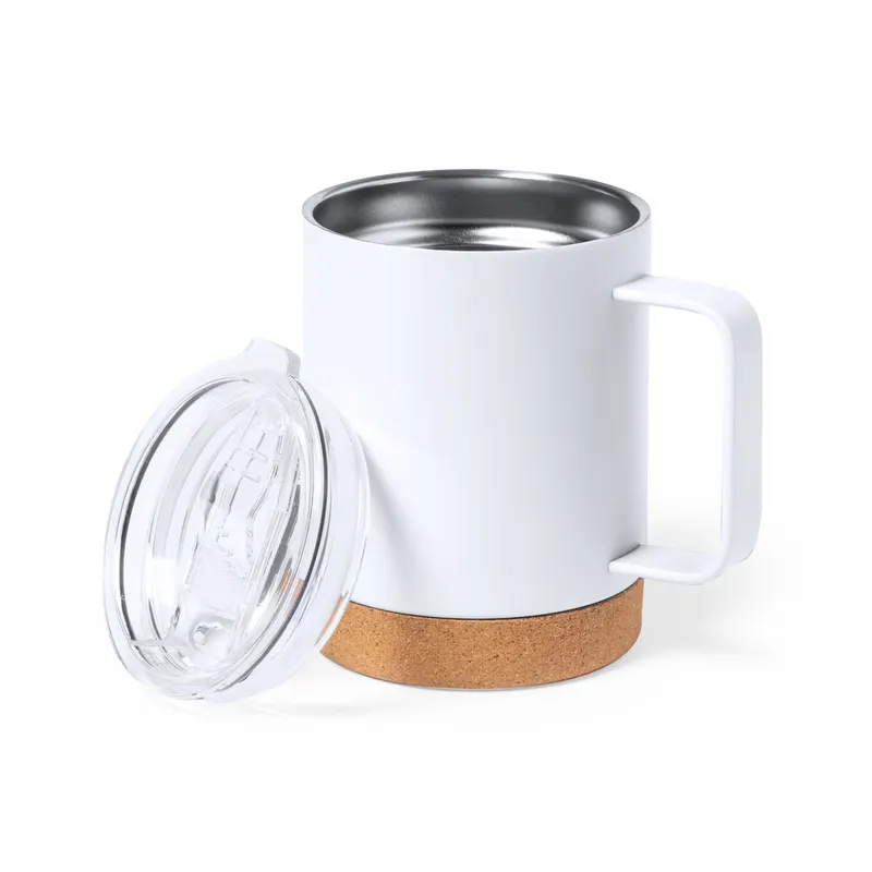 Taza térmica de acero Wifly 330 ml sublimación corcho en blanco de acero inox/ corcho, vista frontal