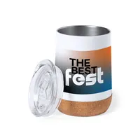 Vaso térmico de acero Barker 330 ml sublimación corcho de acero inox/ corcho, vista lateral
