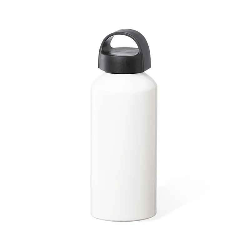 Bidón de aluminio Fecher 500 ml con asa en blanco de aluminio, vista frontal