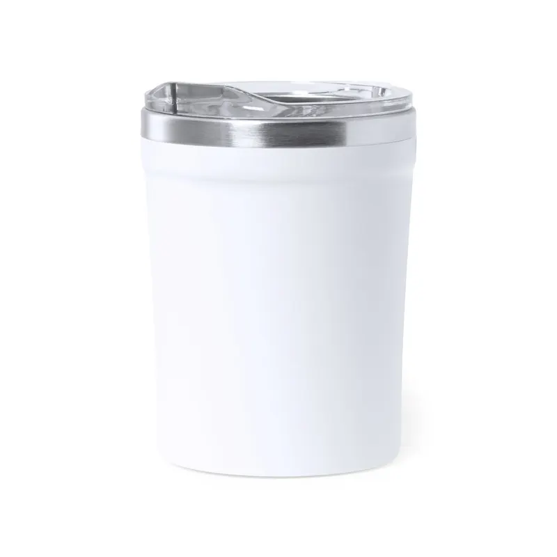 Vaso térmico de acero y PP Harbin 350 ml en blanco de acero inox/ interior PP, vista frontal